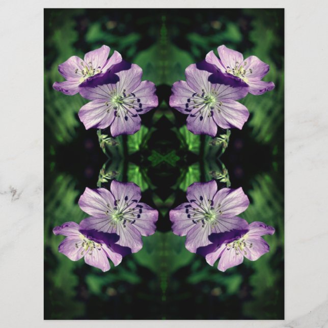 Lila Geranium Flower Abstrakt Scrapbook Papper (Framsida)