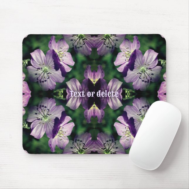 Lila Geranium Flower Art Multiplied Personlig Musmatta (Med mus)