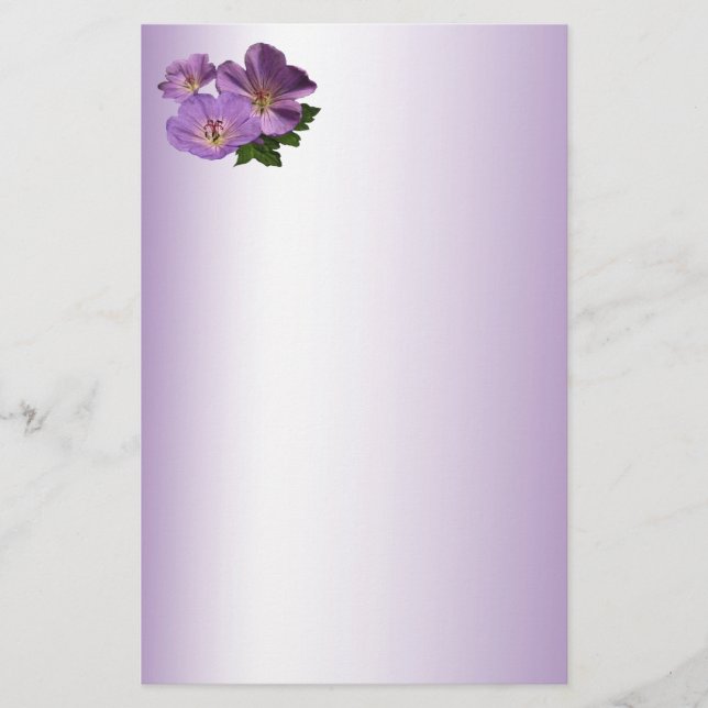 Lila Geranium Flowers Brevpapper (Framsida)