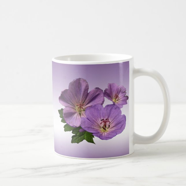 Lila Geranium Flowers Kaffemugg (Höger)