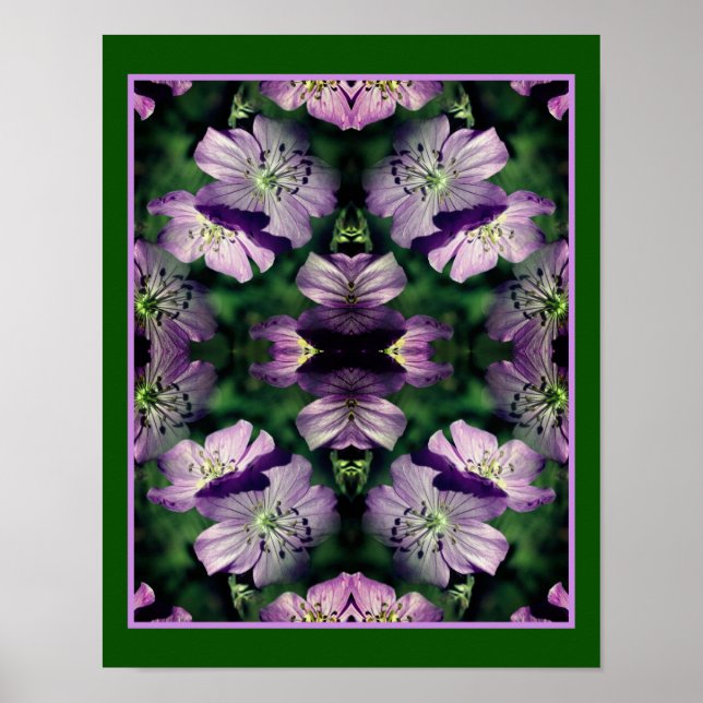 Lila Geranium Flowers Multiplied Abstrakt Poster (Framsidan)