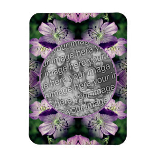 Lila Geranium Flowers Ram Lägg till ditt foto Magnet