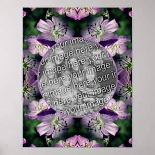 Lila Geranium Flowers Ram Lägg till ditt foto Poster