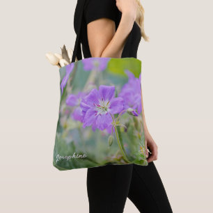 Lila Geranium Vildblomma Foto Med Anpassat Namn Tygkasse