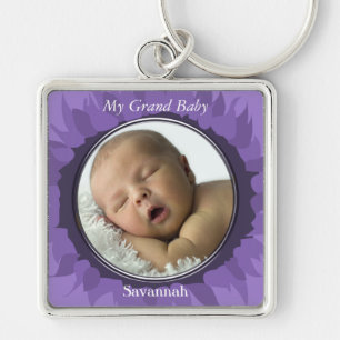 Lila Gerber Daisy Baby Foto Nyckelring