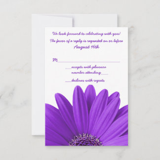 Lila Gerbera Daisy Bröllop RSVP Svar Inbjudningar