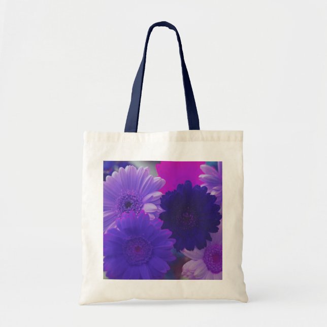 Lila Gerbera Daisy Flowers Art Tote bags Tygkasse (Framsidan)