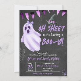 Lila Ghost Halloween Baby Shower-inbjudan Inbjudningar