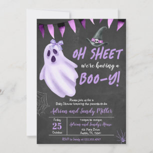 Lila Ghost Halloween Baby Shower-inbjudan Inbjudningar