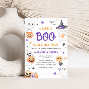 Lila Ghost Halloween Little Boo Baby Shower Inbjudningar