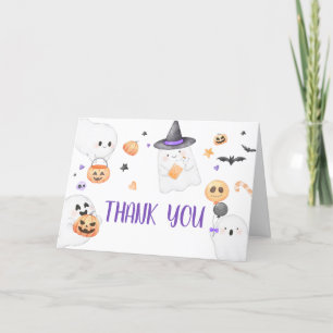 Lila Ghost Halloween Little Boo Baby Shower Tack Kort