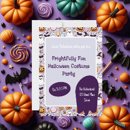 Lila Ghost Kids inbjudan till Halloween fest