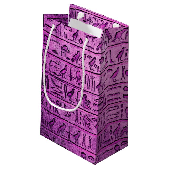 Lila Gift Bags för antika egyptiska hieroglyfer (Baksidan Vinklad)