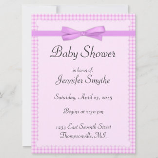 Lila Gingham Baby Shower-inbjudningar Inbjudningar