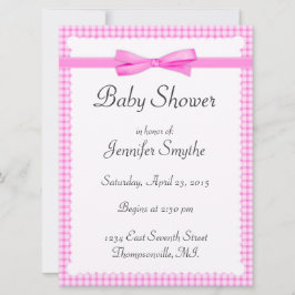 Lila Gingham Baby Shower-inbjudningar Inbjudningar