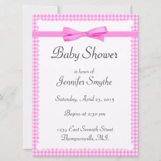 Lila Gingham Baby Shower-inbjudningar Inbjudningar