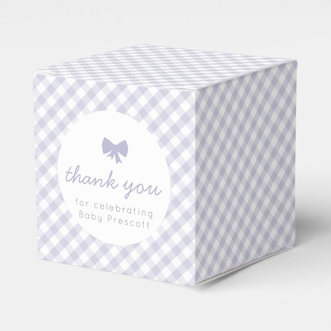 Lila Gingham babyduschbox Presentaskar (Framsidan Sidan)