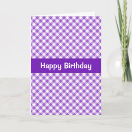 Lila Gingham Birthday Card Kort