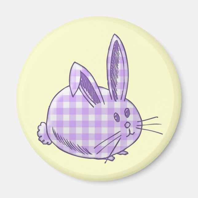 lila gingham bunny magnet (Framsidan)