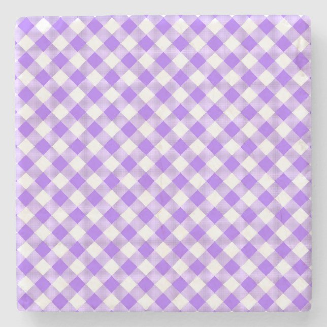 Lila Gingham Checked Square Underlägg (Framsidan)