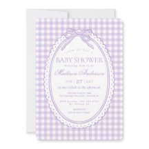 Lila Gingham Coquette-båge Bebisens Första Fest