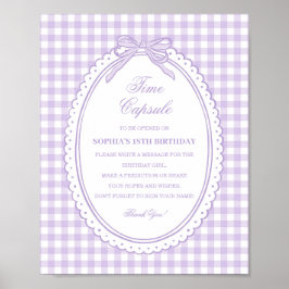 Lila Gingham Coquette Bow Tids kapsel spel Poster