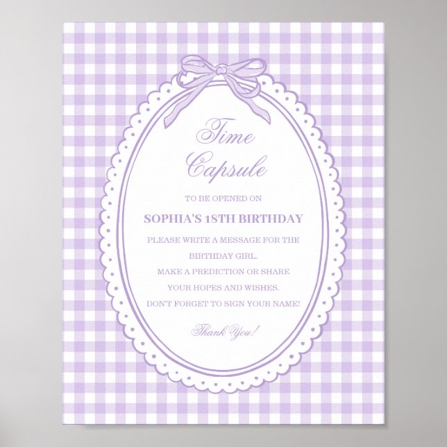 Lila Gingham Coquette Bow Tids kapsel spel Poster (Framsidan)