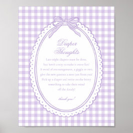 Lila Gingham Coquette Skoja Blöja Tankar Baby Poster