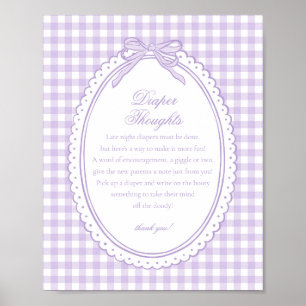 Lila Gingham Coquette Skoja Blöja Tankar Baby Poster