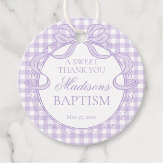 Lila Gingham Coquette-slöja Dopring Gåvor Etiketter
