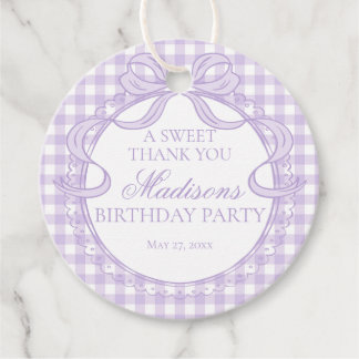 Lila Gingham Coquette-slöja Födelsedagsfirande Cir Gåvor Etiketter