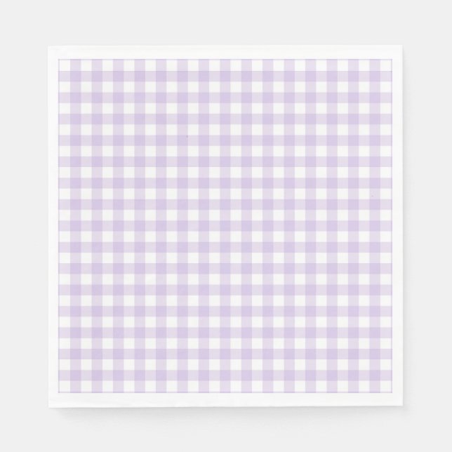 Lila Gingham Coquette Slöja Party Efterrätt Pappersservett (Framsidan)