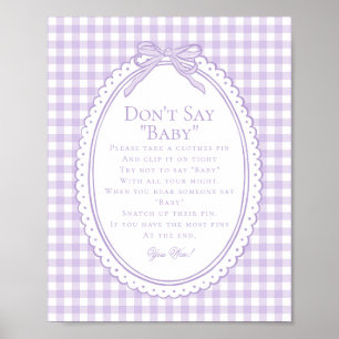 Lila Gingham Coquette Slöja Säga Inte Baby Spel Poster