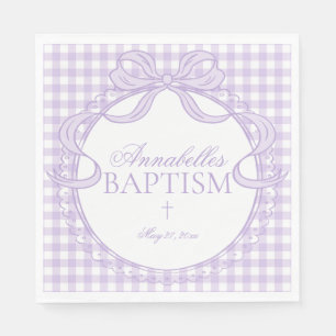 Lila Gingham Coquette-smycke Dop Bord Dekoration Pappersservett