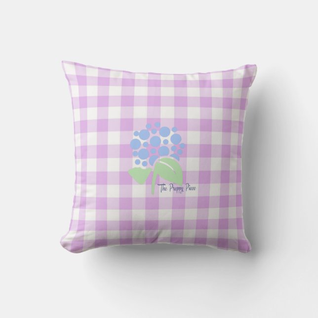 lila gingham Dekorativ kudde (Framsida)