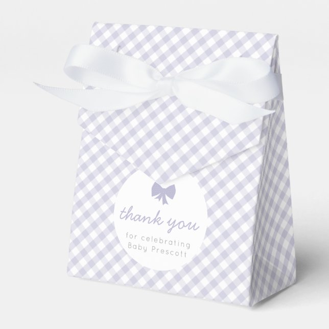 Lila Gingham Girl Baby duschbox förmånbox Presentaskar (Framsidan Sidan)