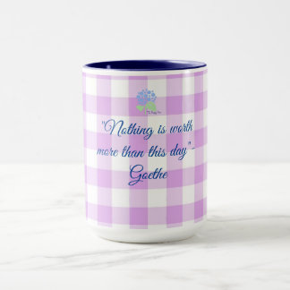 lila gingham Goethe, citat Mugg