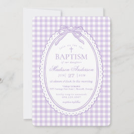 Lila Gingham Kokett Slöja Dop Inbjudningar