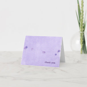 lila gingham med blommor tack kort