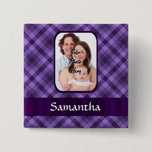 Lila gingham mönster knapp (Framsida)