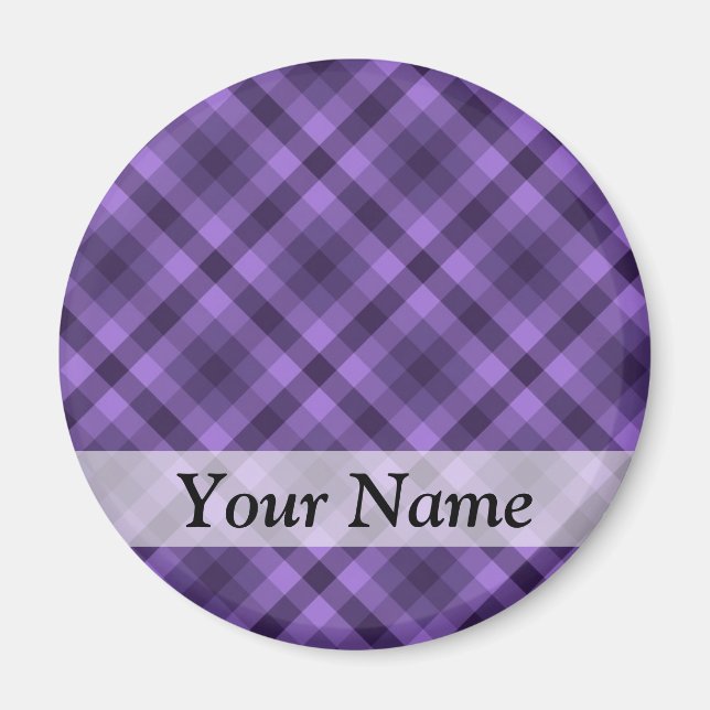 Lila gingham mönster magnet (Framsidan)