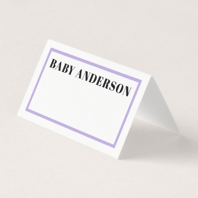 Lila Gingham Play Baby Shower Bord-tecken Kort (Framsida)