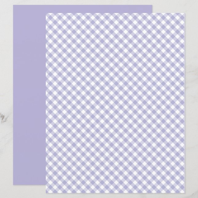 Lila Gingham Scrapbook Papper (Fram/baksida)