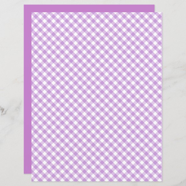 Lila Gingham Scrapbookpapper (Fram/baksida)
