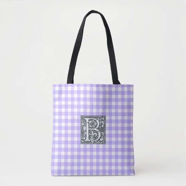 lila gingham -  tote handväskor tygkasse (Framsida)