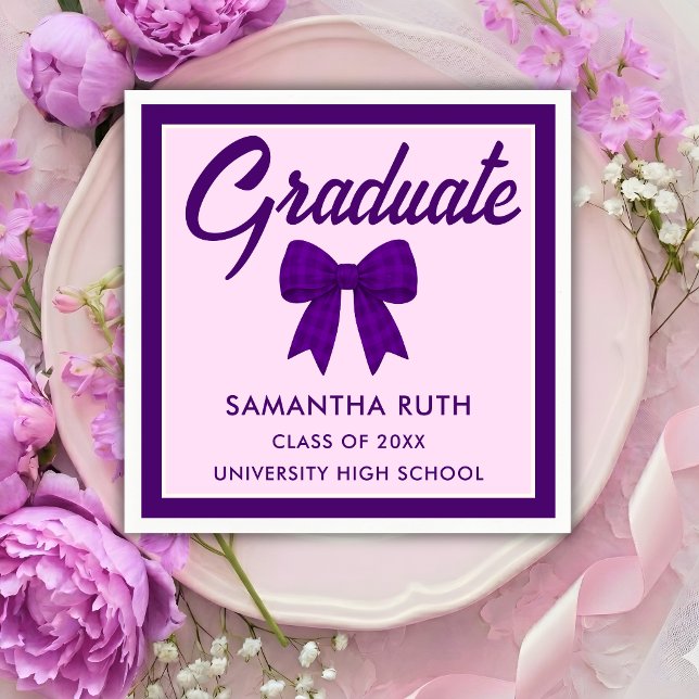 Lila Ginghamrosett Studentenfest Pappersservett (Skapare uppladdad)