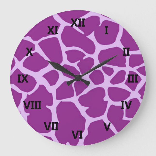 Lila Giraffe Art Stor Klocka (Framsida)