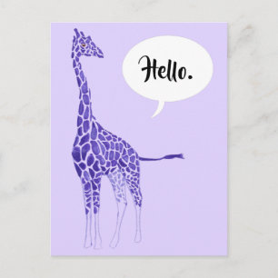 Lila Giraffe om Lavender Hej Postcard Vykort