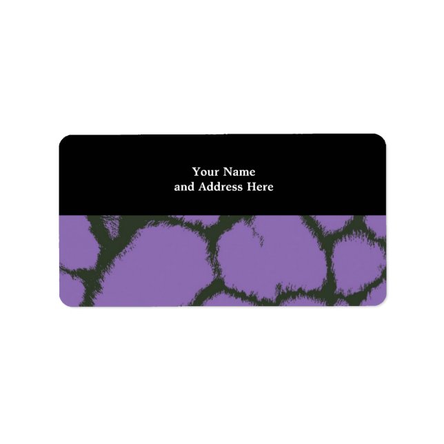 Lila Giraffe Päls Mönster Adressetikett (Framsidan)