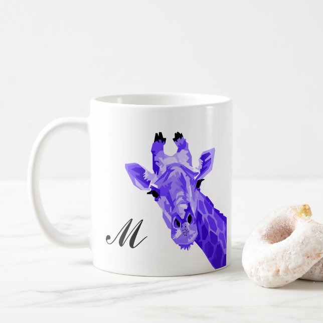 Lila Giraffe Pop Art Monogram kaffe Mugg (Med munk)